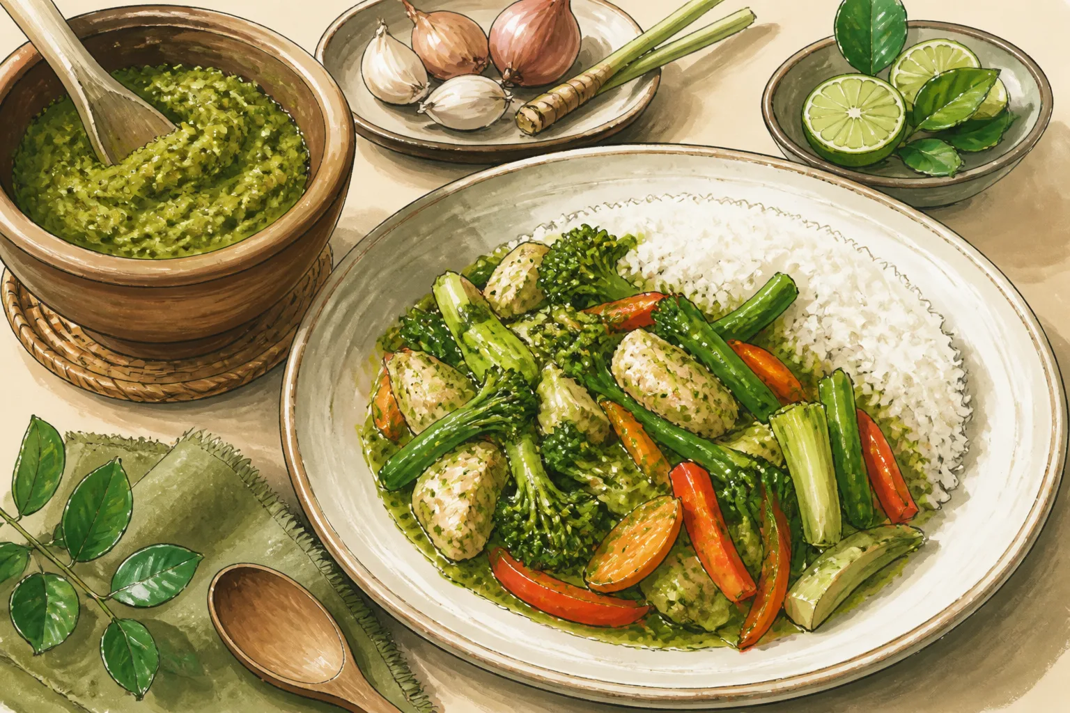 Editorial illustration of Cha kroeung.